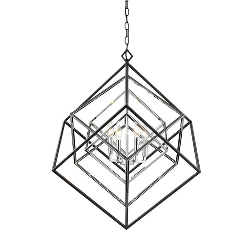 Z-Lite Euclid 4 Light Chandelier, Chrome, Matte Black - 457-4CH-MB