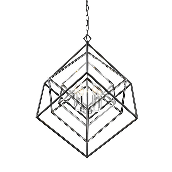 Z-Lite Euclid 4 Light Chandelier, Chrome, Matte Black - 457-4CH-MB