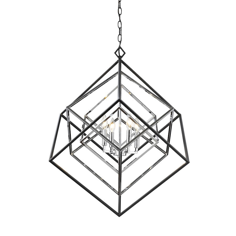 Z-Lite Euclid 4 Light Chandelier, Chrome, Matte Black - 457-4CH-MB