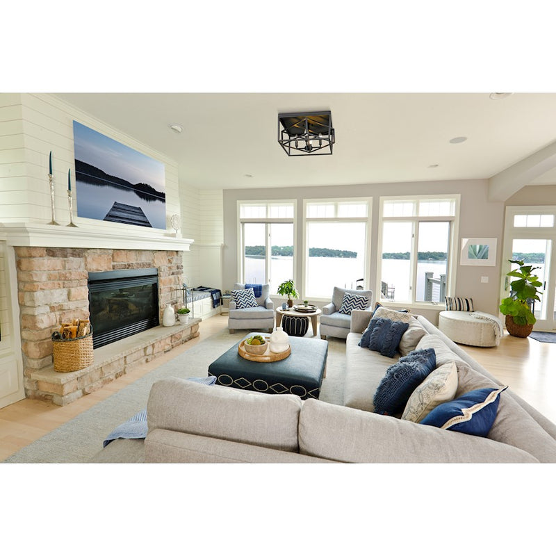 Z-Lite Euclid 4 Light Flush Mount, Matte Black