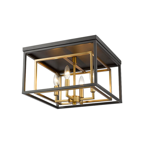 Z-Lite Euclid 4 Light Flush Mount, Olde Brass/Bronze - 457F-OBR-BRZ