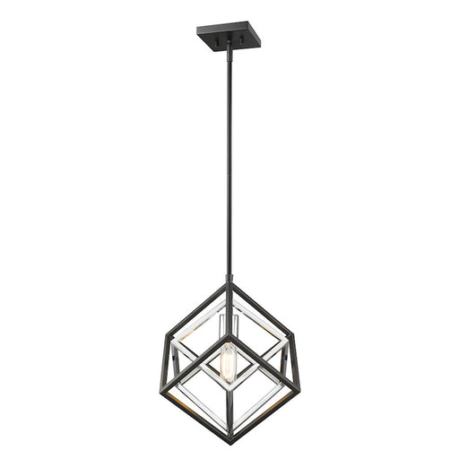 Z-Lite Euclid 1 Light Mini Pendant, Chrome/Matte Black - 457MP-CH-MB