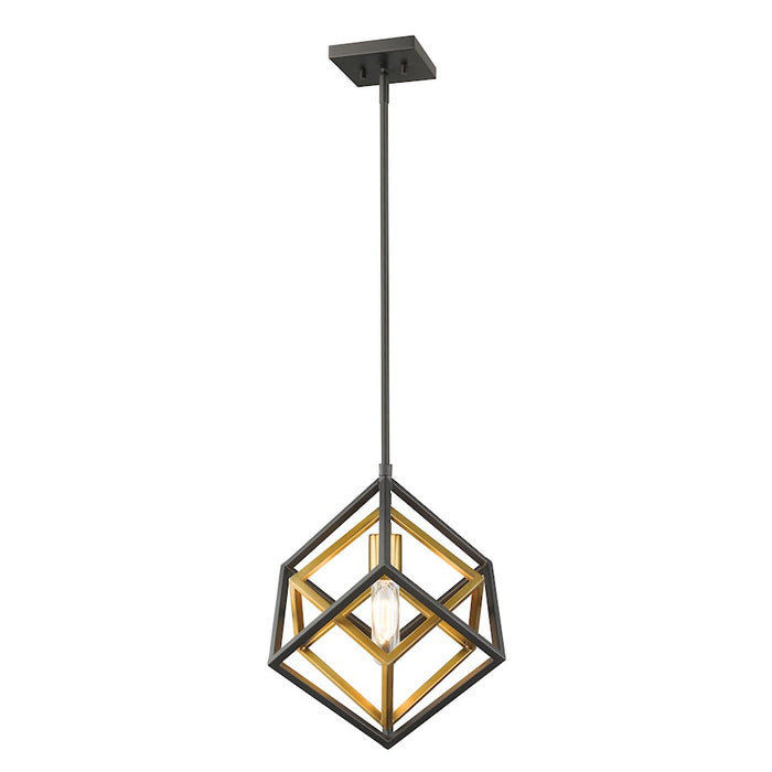 Z-Lite Euclid 1 Light Mini Pendant, Olde Brass/Bronze - 457MP-OBR-BRZ