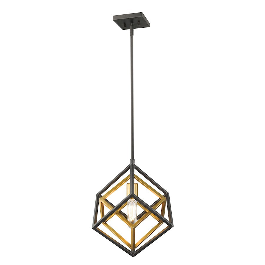 Z-Lite Euclid 1 Light Mini Pendant, Olde Brass/Bronze - 457MP-OBR-BRZ