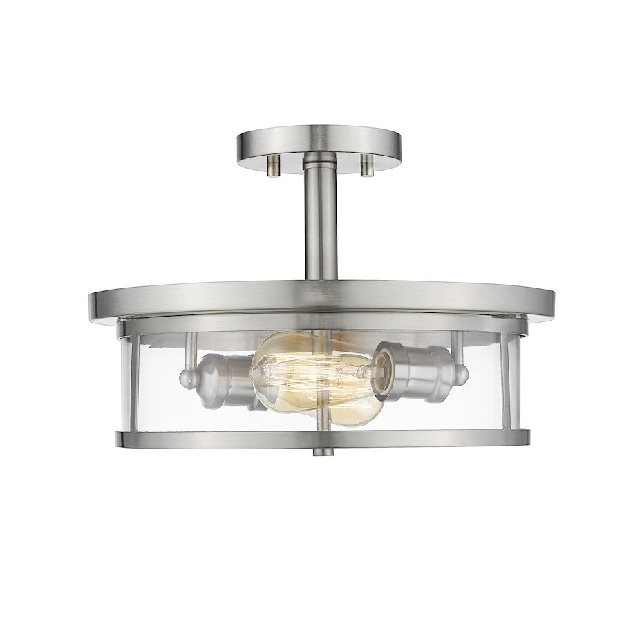 Z-Lite Savannah 2 Light Semi Flush Mount, Brushed Nickel - 462SF14-BN