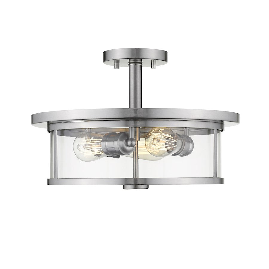 Z-Lite Savannah 3 Light Semi Flush Mount, Brushed Nickel, 15.75" - 462SF16-BN