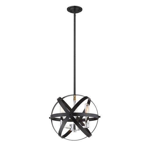 Z-Lite Cavallo 3 Light Pendant, Hammered Black/Chrome - 463-12HBK-CH