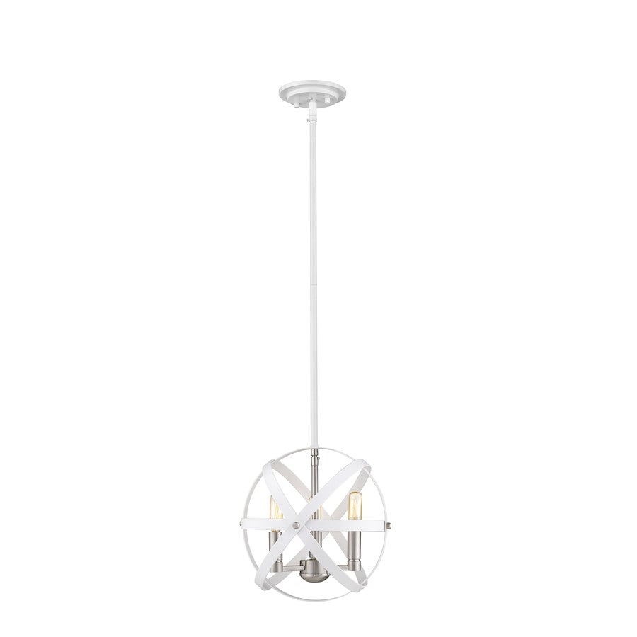 Z-Lite Cavallo Chandelier, Hammered White/Nickel