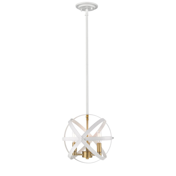Z-Lite Cavallo 3 Light Pendant, Hammered White/Olde Brass - 463-12HWH-OBR