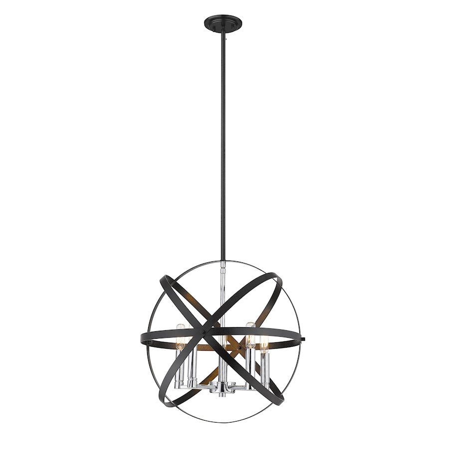 Z-Lite Cavallo 5 Light Pendant, Hammered Black/Chrome - 463-18HBK-CH