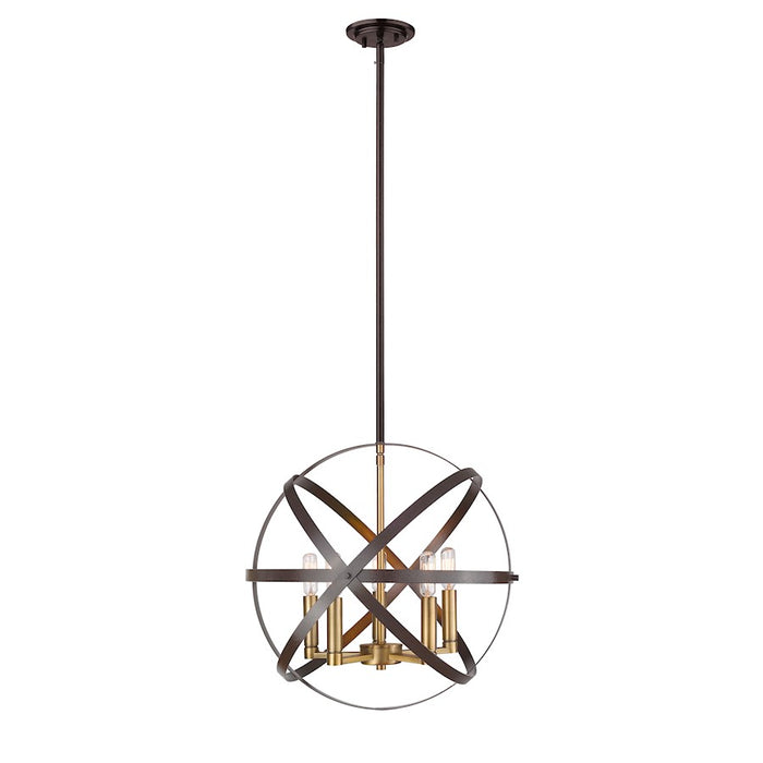 Z-Lite Cavallo 5 Light Pendant, Hammered Bronze/Olde Brass - 463-18HBRZ-OBR