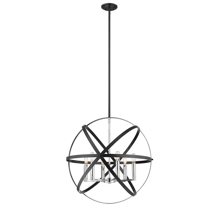 Z-Lite Cavallo 6 Light Pendant, Hammered Black/Chrome - 463-24HBK-CH