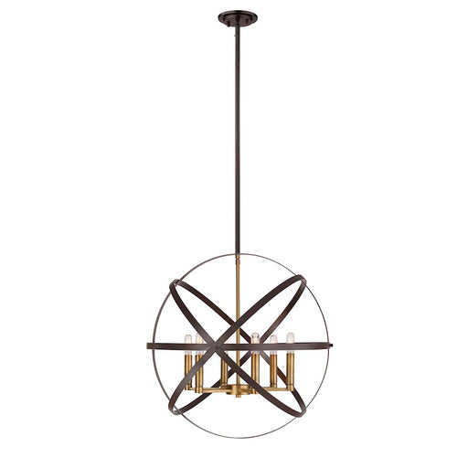 Z-Lite Cavallo 6 Light Pendant, Hammered Bronze/Olde Brass - 463-24HBRZ-OBR