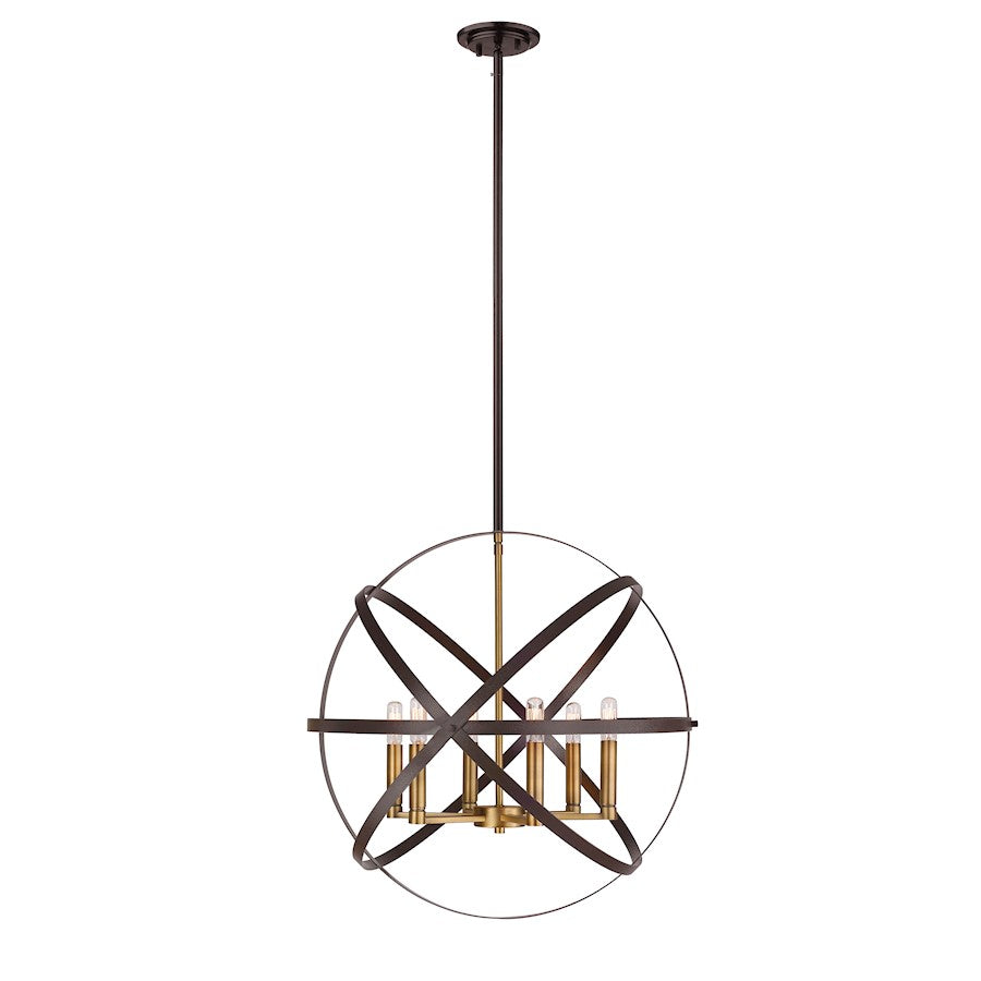 Z-Lite Cavallo 6 Light Pendant, Hammered Bronze/Olde Brass - 463-24HBRZ-OBR