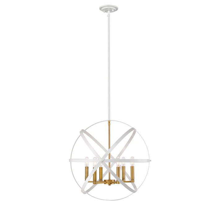 Z-Lite Cavallo 6 Light Pendant, Hammered White/Olde Brass - 463-24HWH-OBR