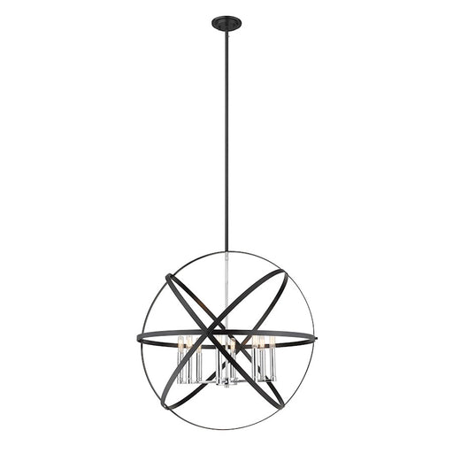 Z-Lite Cavallo 8 Light Pendant, Hammered Black/Chrome - 463-30HBK-CH