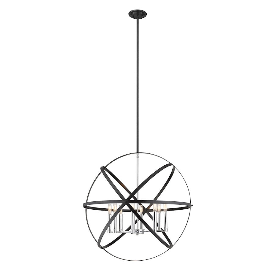 Z-Lite Cavallo 8 Light Pendant, Hammered Black/Chrome - 463-30HBK-CH