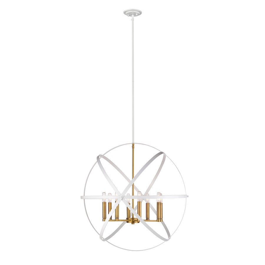 Z-Lite Cavallo 8 Light Pendant, Hammered White/Olde Brass - 463-30HWH-OBR