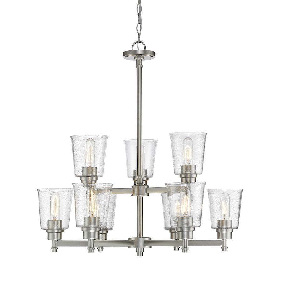 Z-Lite Bohin 9 Light Chandelier, Brushed Nickel/Seedy - 464-9BN