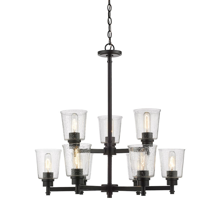 Z-Lite Bohin 9 Light Chandelier, Matte Black/Seedy - 464-9MB