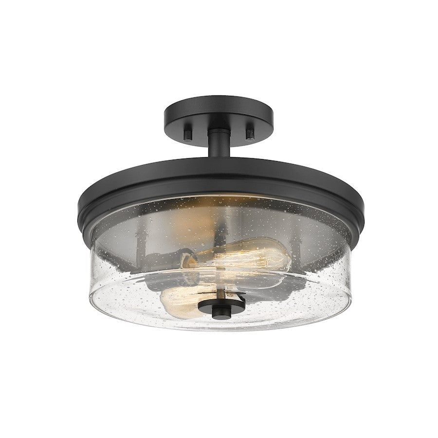 Z-Lite Bohin 2 Light Semi Flush Mount, Matte Black/Seedy - 464SF-MB