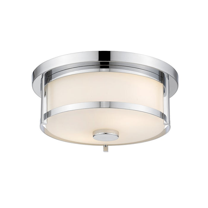 Z-Lite Savannah 2 Light Flush Mount, Chrome/Matte Opal, 11" - 465F11-CH