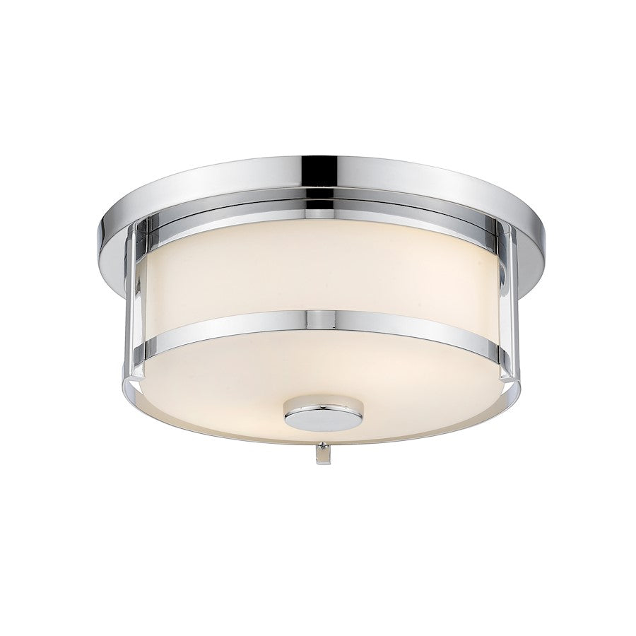 Z-Lite Savannah 2 Light Flush Mount, Chrome/Matte Opal, 11" - 465F11-CH