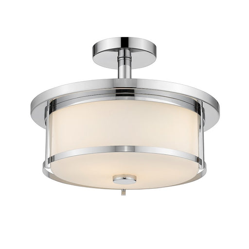 Z-Lite Savannah 2 Light Semi Flush Mount, Chrome/Matte Opal - 465SF14-CH