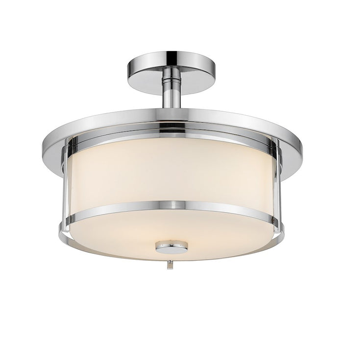 Z-Lite Savannah 2 Light Semi Flush Mount, Chrome/Matte Opal - 465SF14-CH