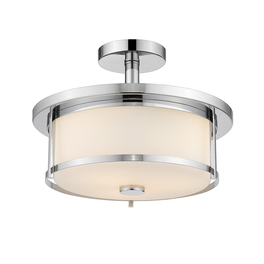 Z-Lite Savannah 2 Light Semi Flush Mount, Chrome/Matte Opal - 465SF14-CH