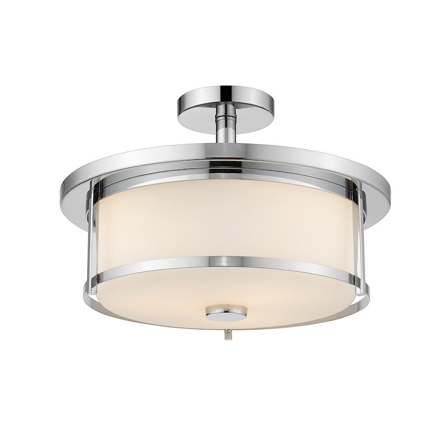 Z-Lite Savannah 3 Light Semi Flush Mount, Chrome/Matte Opal - 465SF16-CH