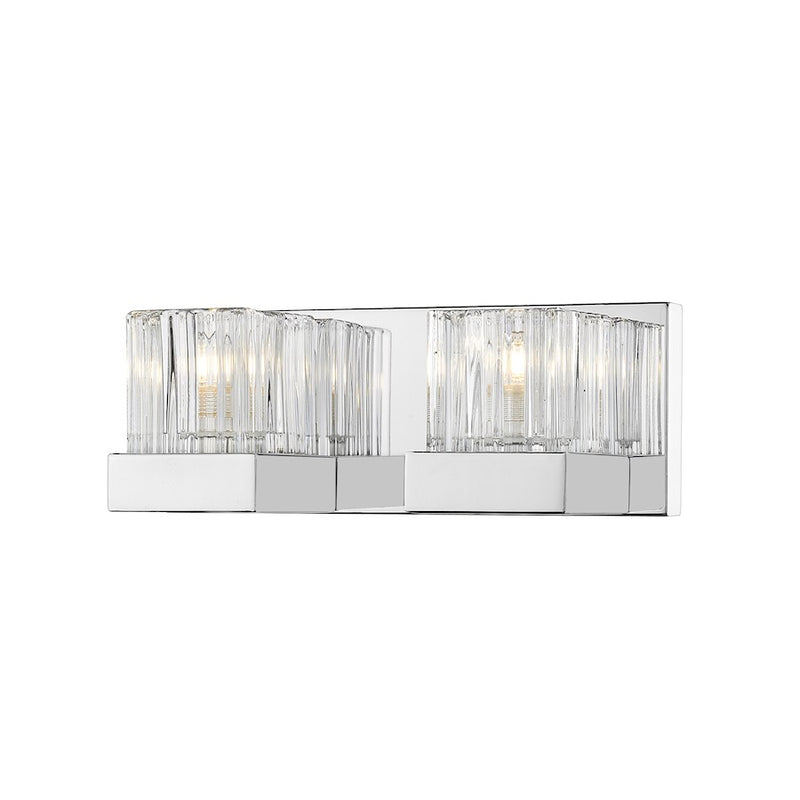 Z-Lite Fallon 2 Light Vanity, Chrome/Clear Ribbed/Frosted - 468-2V-CH