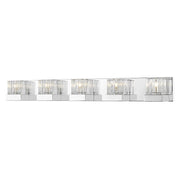 Z-Lite Fallon 5 Light Vanity, Chrome/Clear Ribbed/Frosted - 468-5V-CH