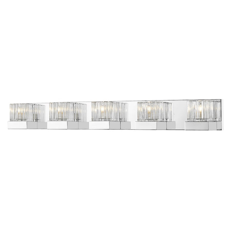 Z-Lite Fallon 5 Light Vanity, Chrome/Clear Ribbed/Frosted - 468-5V-CH