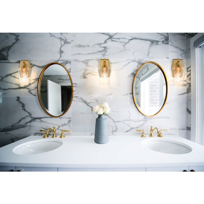 Z-Lite Joliet 1 Light Wall Sconce, Burnished Brass/Clear