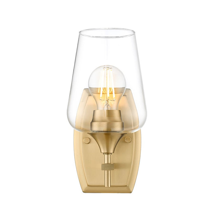 Z-Lite Joliet 1 Light Wall Sconce, Burnished Brass/Clear