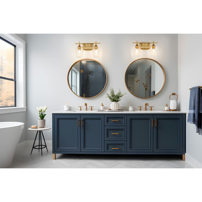 Z-Lite Joliet 2 Light Vanity, Burnished Brass/Clear