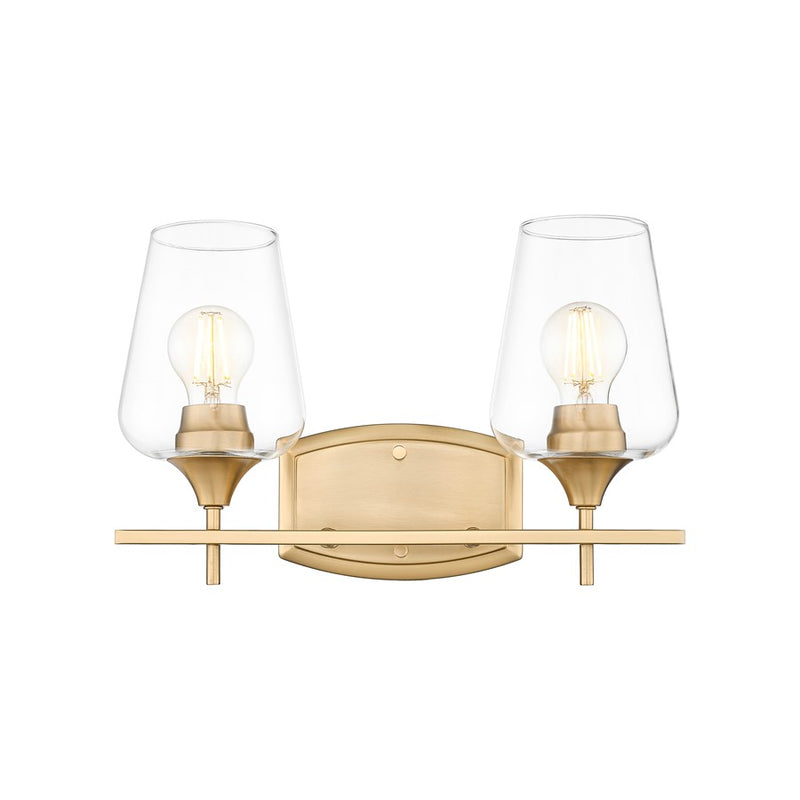 Z-Lite Joliet 2 Light Vanity, Burnished Brass/Clear