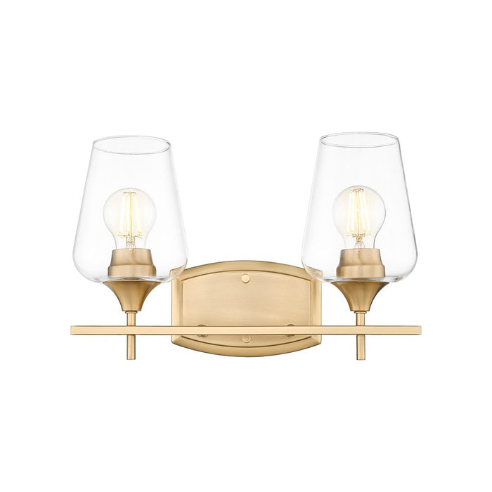 Z-Lite Joliet 2 Light Vanity, Burnished Brass/Clear