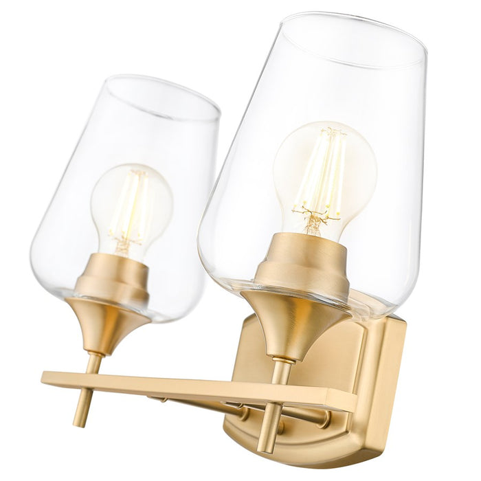 Z-Lite Joliet 2 Light Vanity, Burnished Brass/Clear