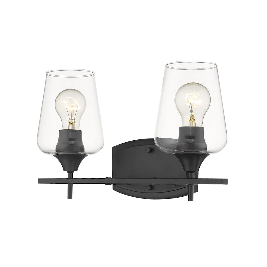Z-Lite Joliet 2 Light Vanity, Matte Black - 473-2V-MB