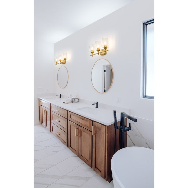 Z-Lite Joliet 3 Light Vanity, Burnished Brass/Clear