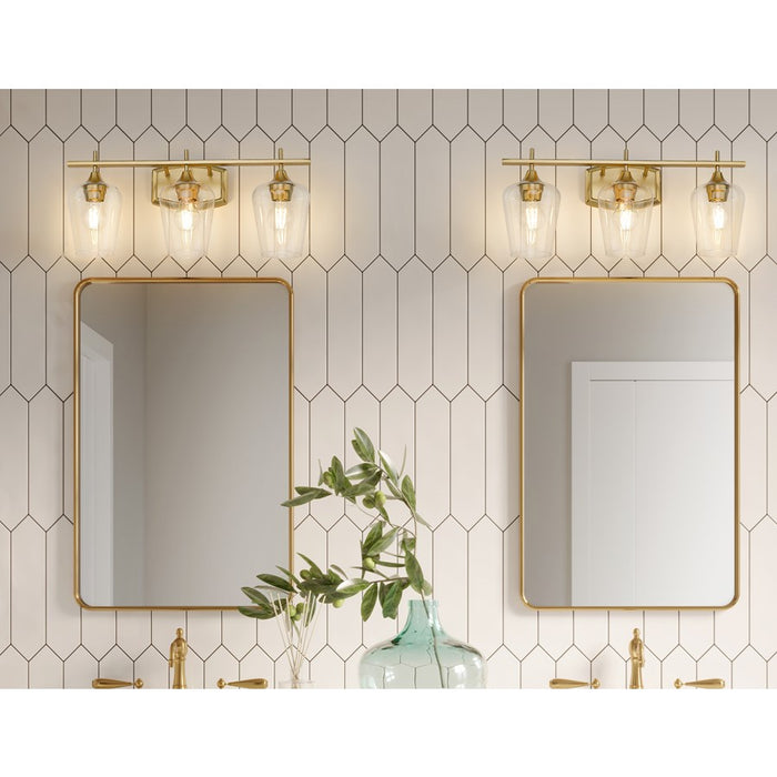 Z-Lite Joliet 3 Light Vanity, Burnished Brass/Clear
