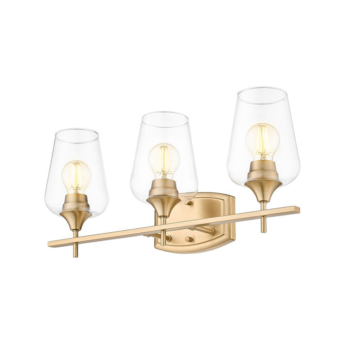 Z-Lite Joliet 3 Light Vanity, Burnished Brass/Clear