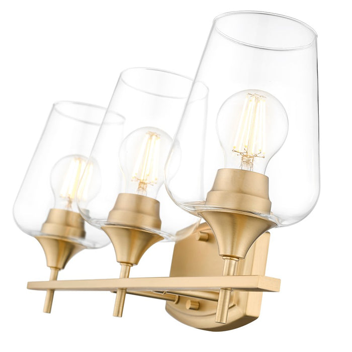 Z-Lite Joliet 3 Light Vanity, Burnished Brass/Clear