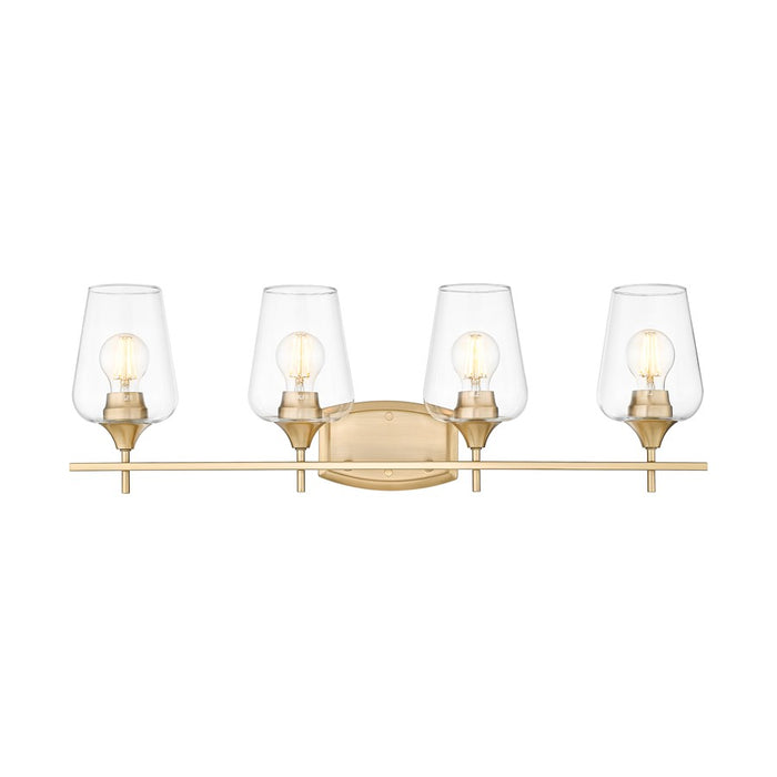 Z-Lite Joliet 4 Light Vanity, Burnished Brass/Clear