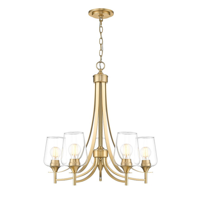 Z-Lite Joliet 5 Light Chandelier, Burnished Brass/Clear - 473-5BBR