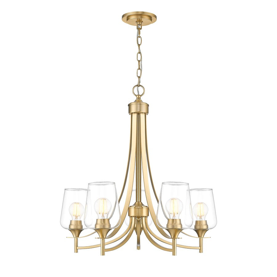Z-Lite Joliet 5 Light Chandelier, Burnished Brass/Clear - 473-5BBR