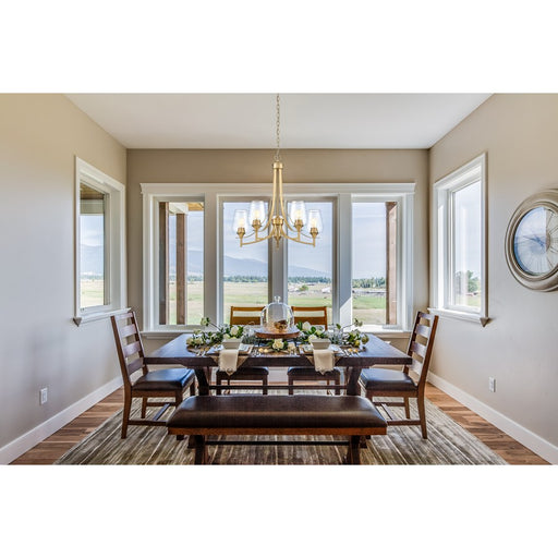 Z-Lite Joliet 5 Light Chandelier, Burnished Brass/Clear