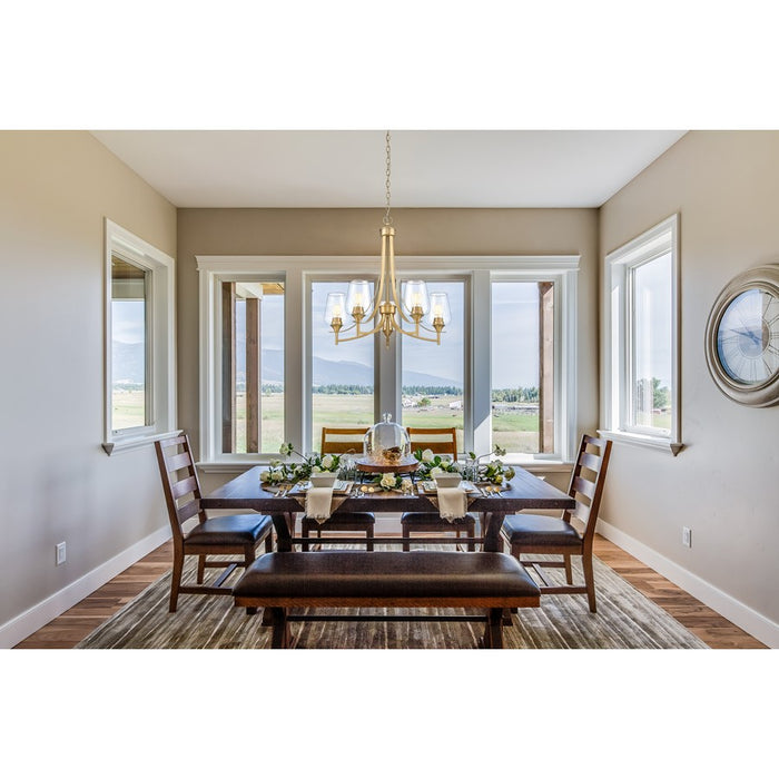 Z-Lite Joliet 5 Light Chandelier, Burnished Brass/Clear